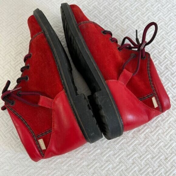 Vintage Mexx Women's Size 6 Red Leather Suede Boots Booties Unique Cute 80s 90s - Picture 6 of 14